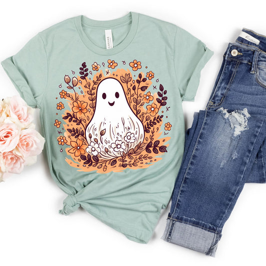 Ghost Fall Flowers Tee - MariROsa Craft Shop