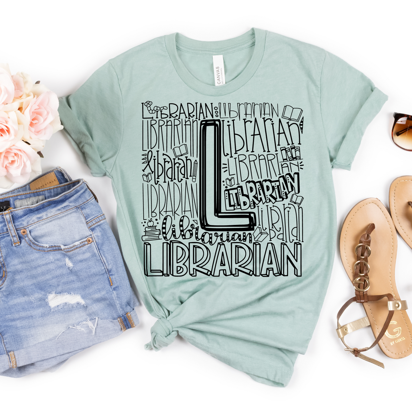 Librarian Typography Design Tee