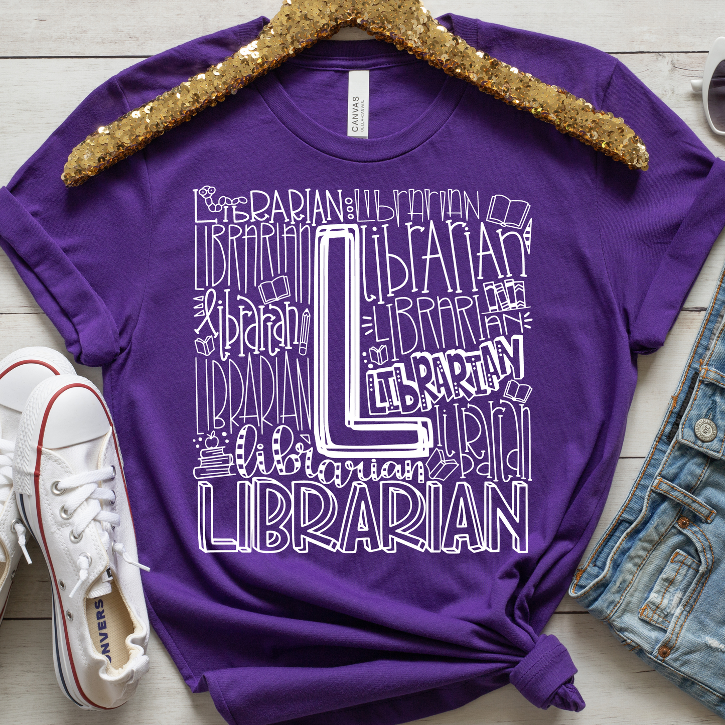 Librarian Typography Design Tee