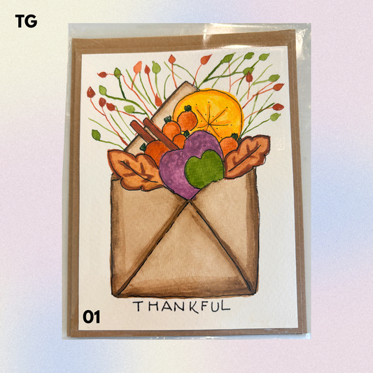 Thanksgiving Hand-Painted Greeting Cards