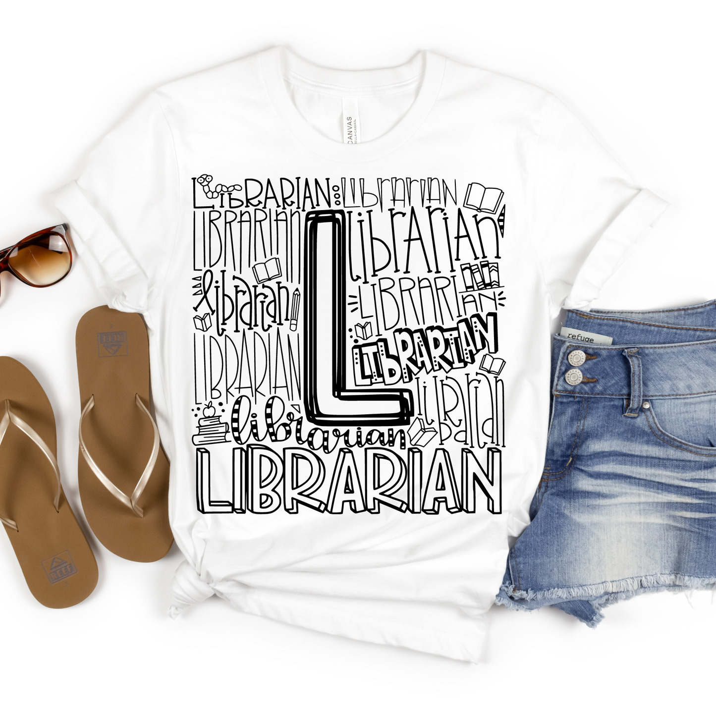 Librarian Typography Design Tee