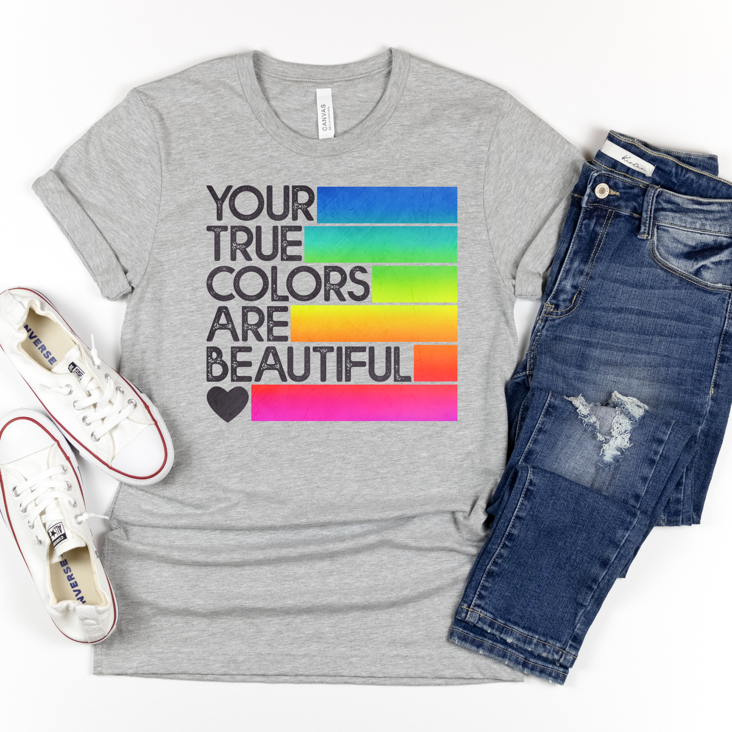 Your True Colors are Beautiful Rainbow Tee - MariROsa Craft Shop