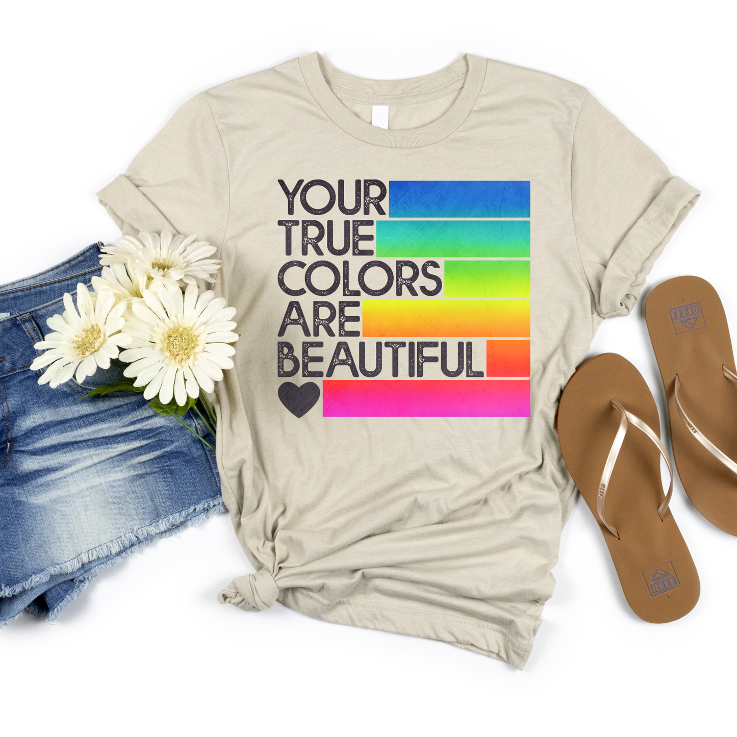 Your True Colors are Beautiful Rainbow Tee - MariROsa Craft Shop