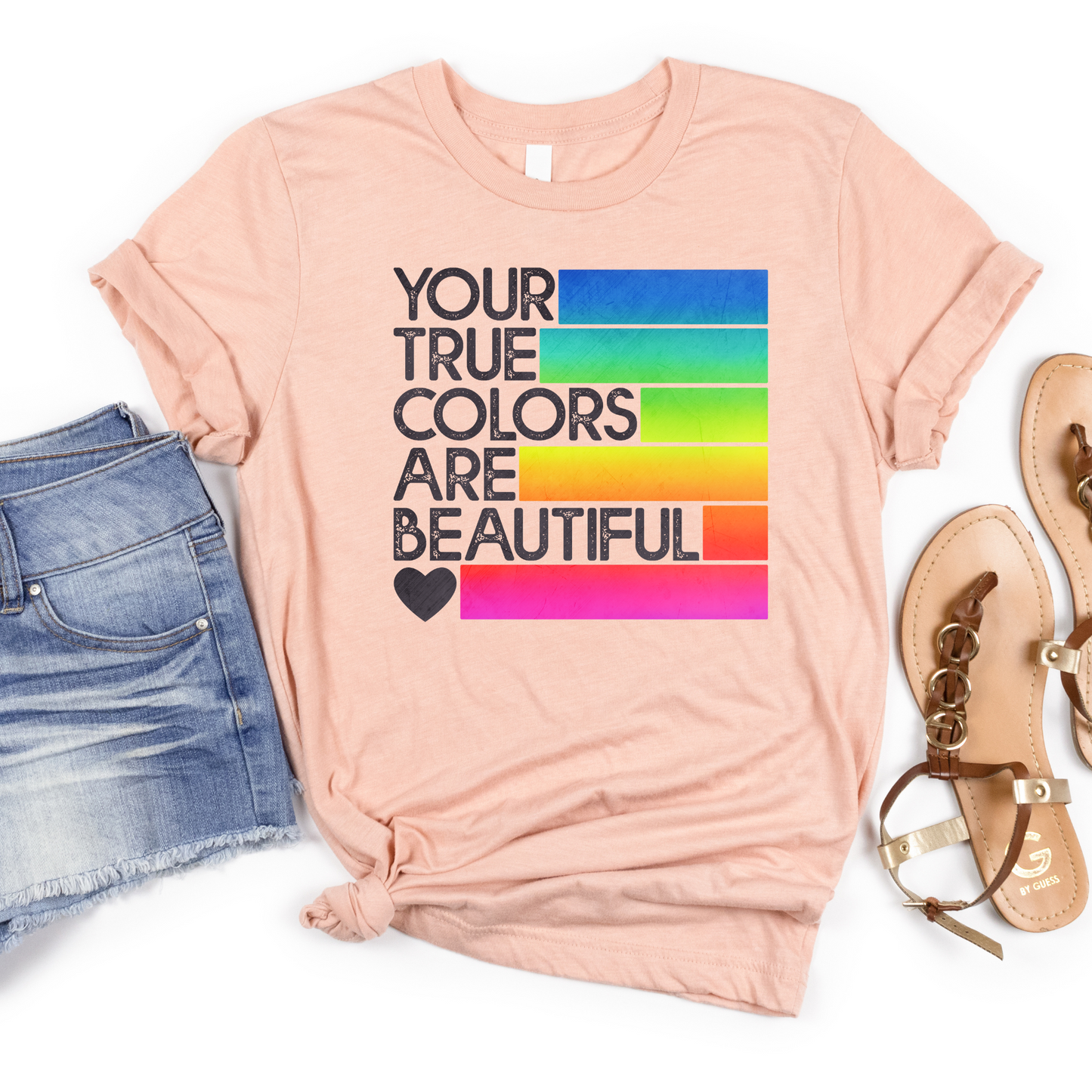 Your True Colors are Beautiful Rainbow Tee - MariROsa Craft Shop