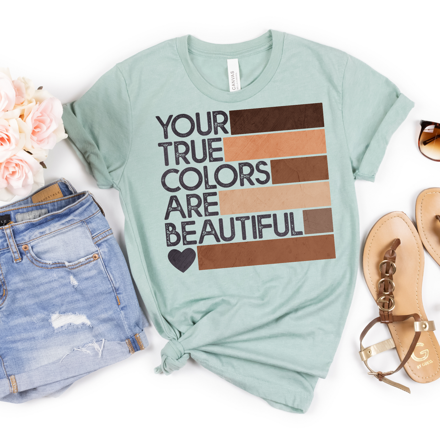 Your True Colors are Beautiful Brown Shades Tee - MariROsa Craft Shop