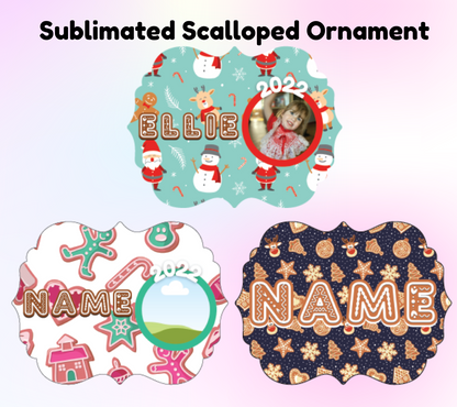 Scalloped Sublimated Ornament - MariROsa Craft Shop