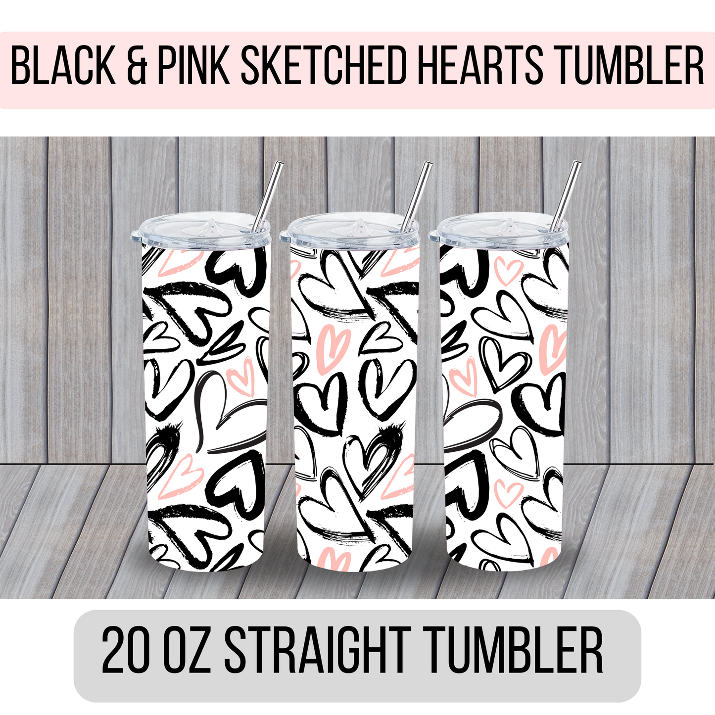 Sketched Hearts Tumbler - MariROsa Craft Shop