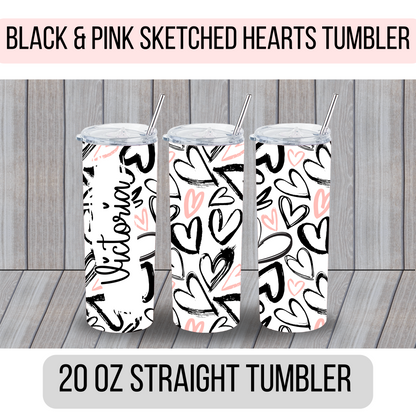 Sketched Hearts Tumbler - MariROsa Craft Shop